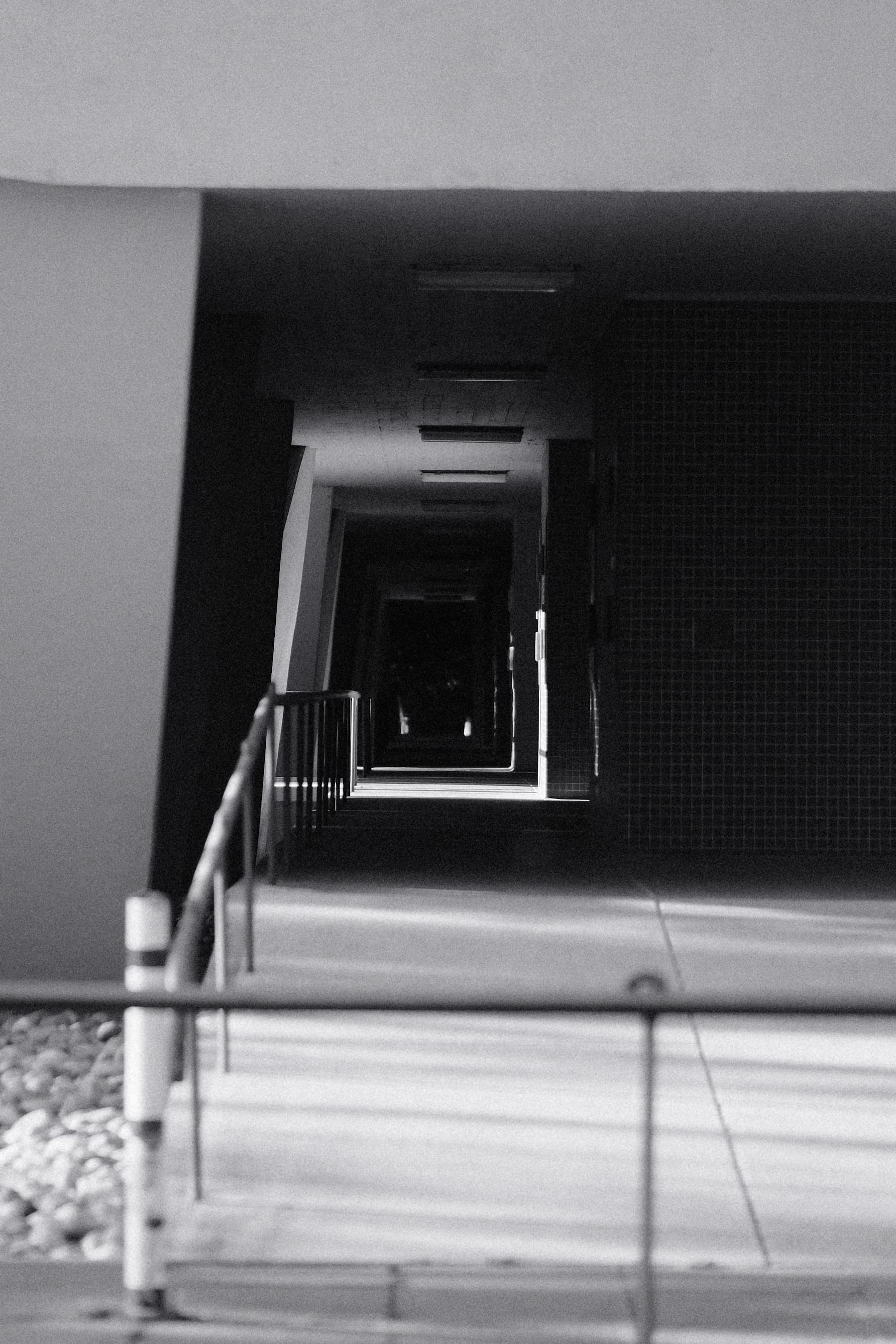Light entering an architectural corridor